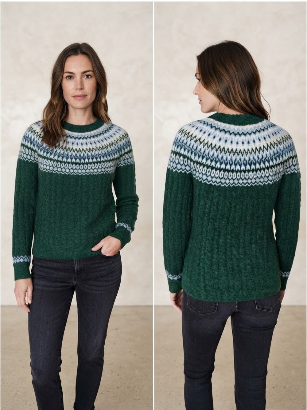 Fair Isle Cable Knit Sweater